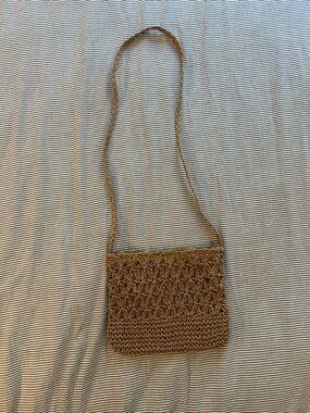 Woven Brown Straw Crossbody Bag